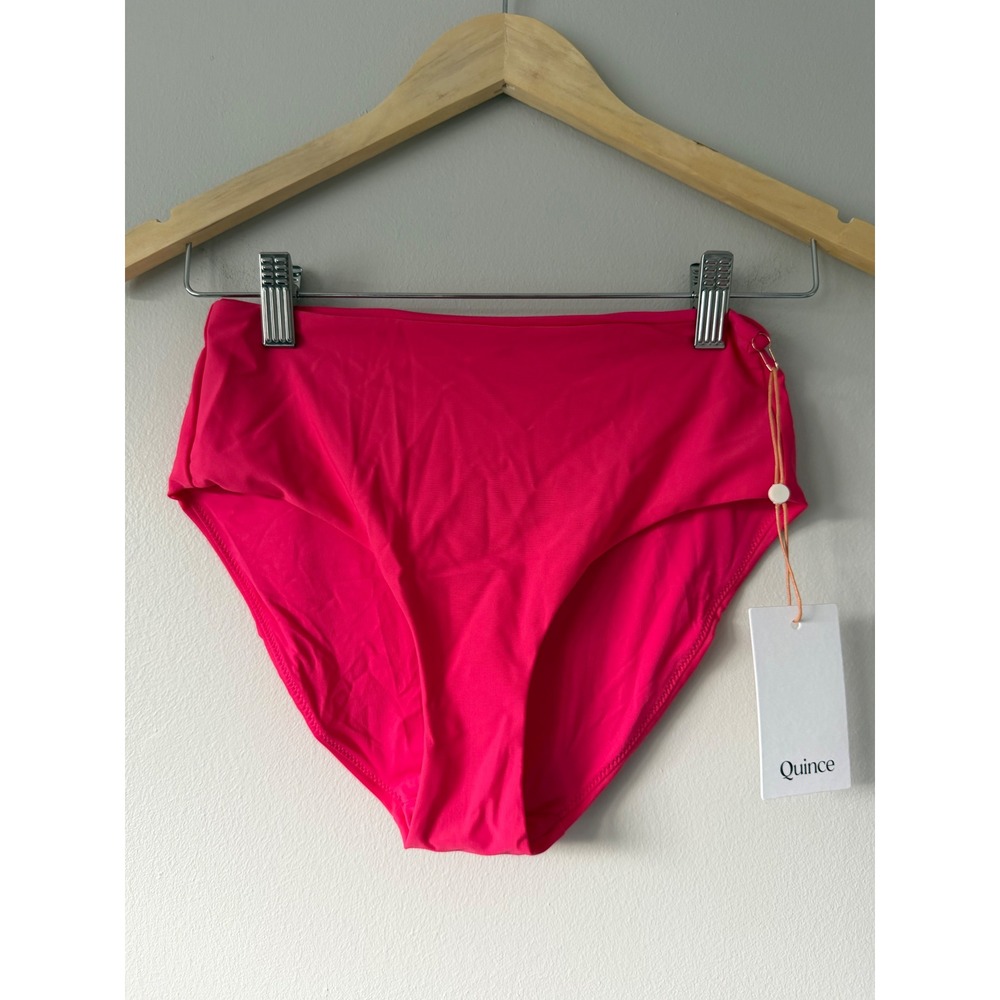 Quince Italian High-Rise Bikini Bottom XS Fuchsia Pink NWT Sustainable Swimwear
